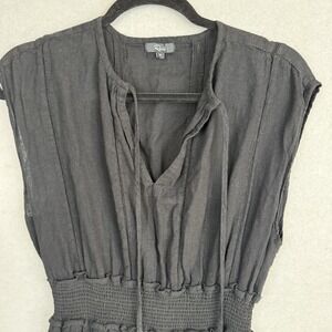 Rails Iona Size Medium Black Linen Smocked Tiered Dress Minimalist Graduation